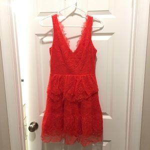 BCBG Max Azria red lace cocktail dress